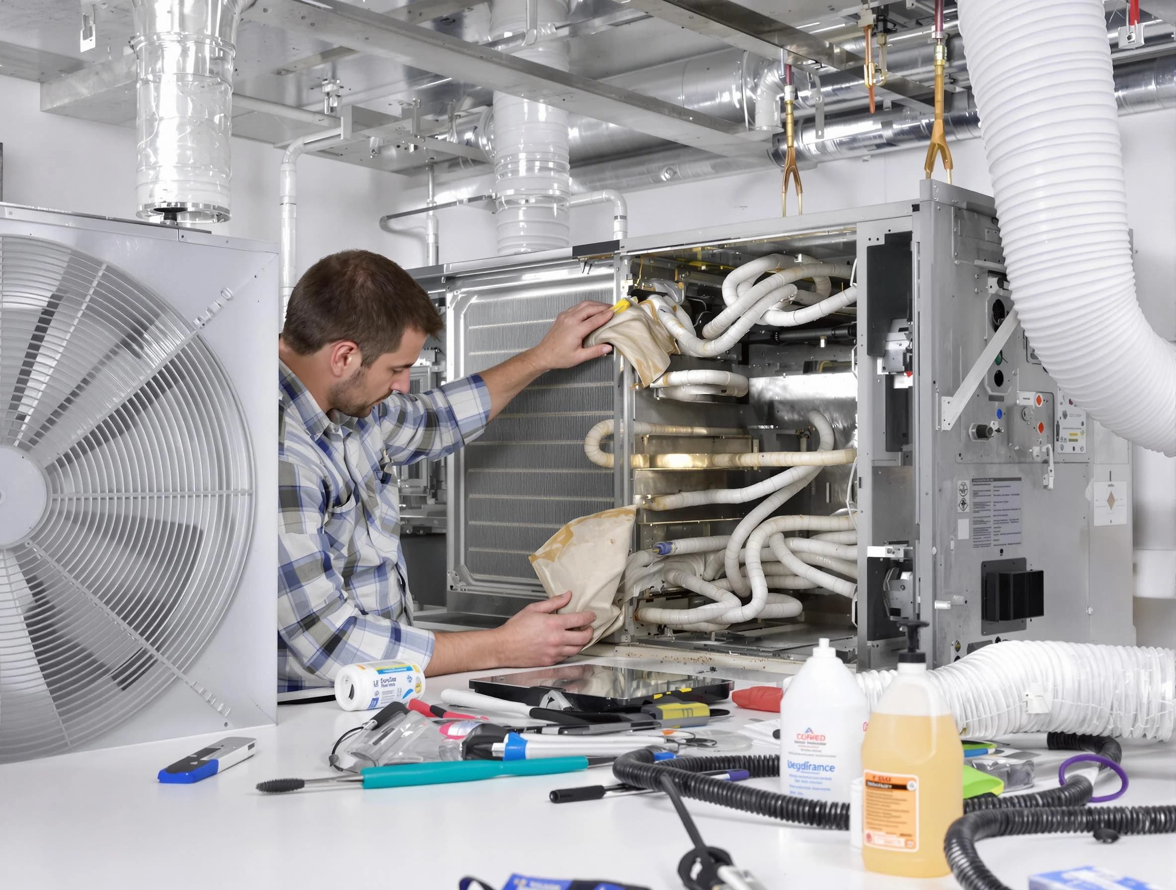 Norman Air Duct Cleaning specialist performing precision AC coil cleaning in Norman