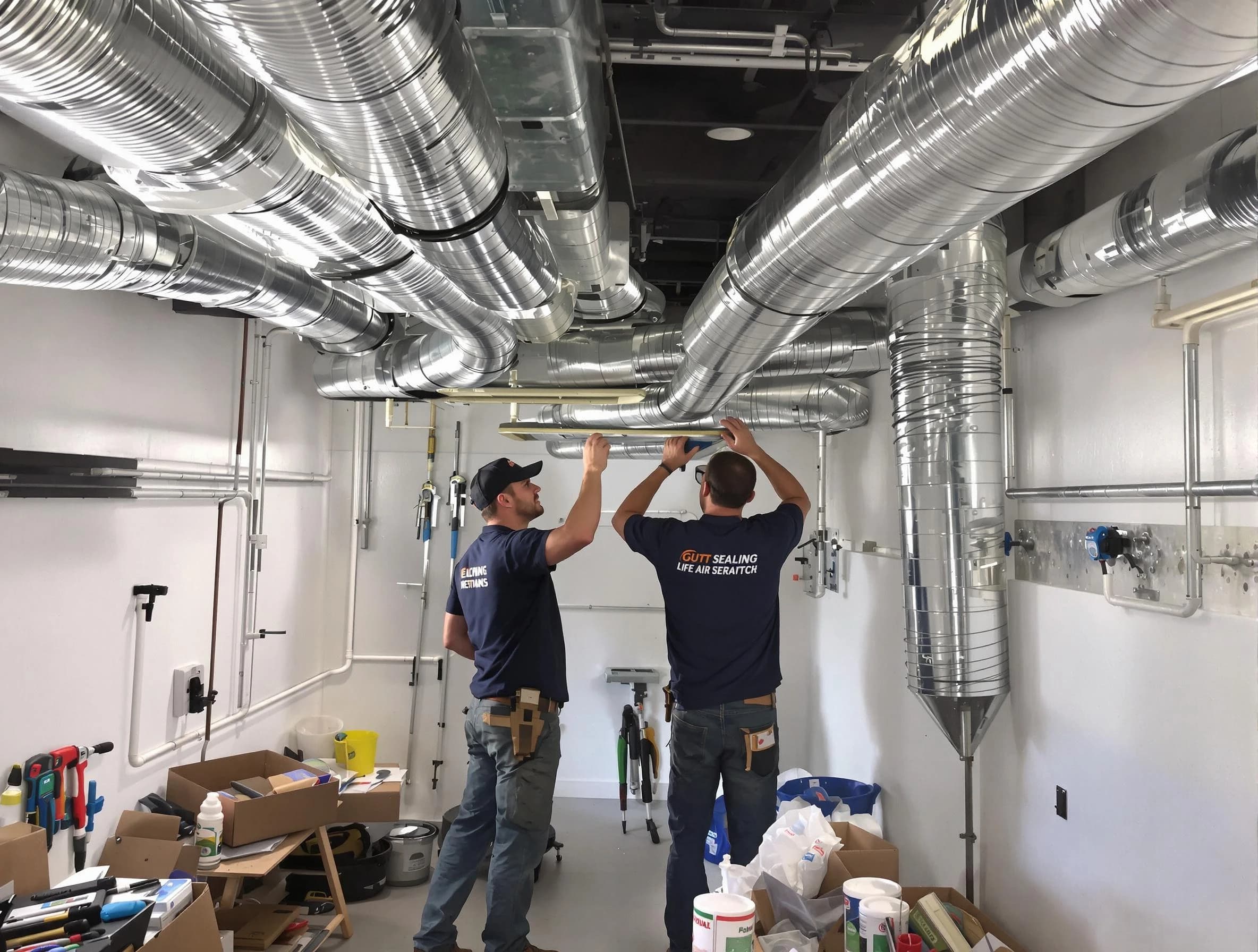 Norman Air Duct Cleaning technician applying professional duct sealing solutions in Norman