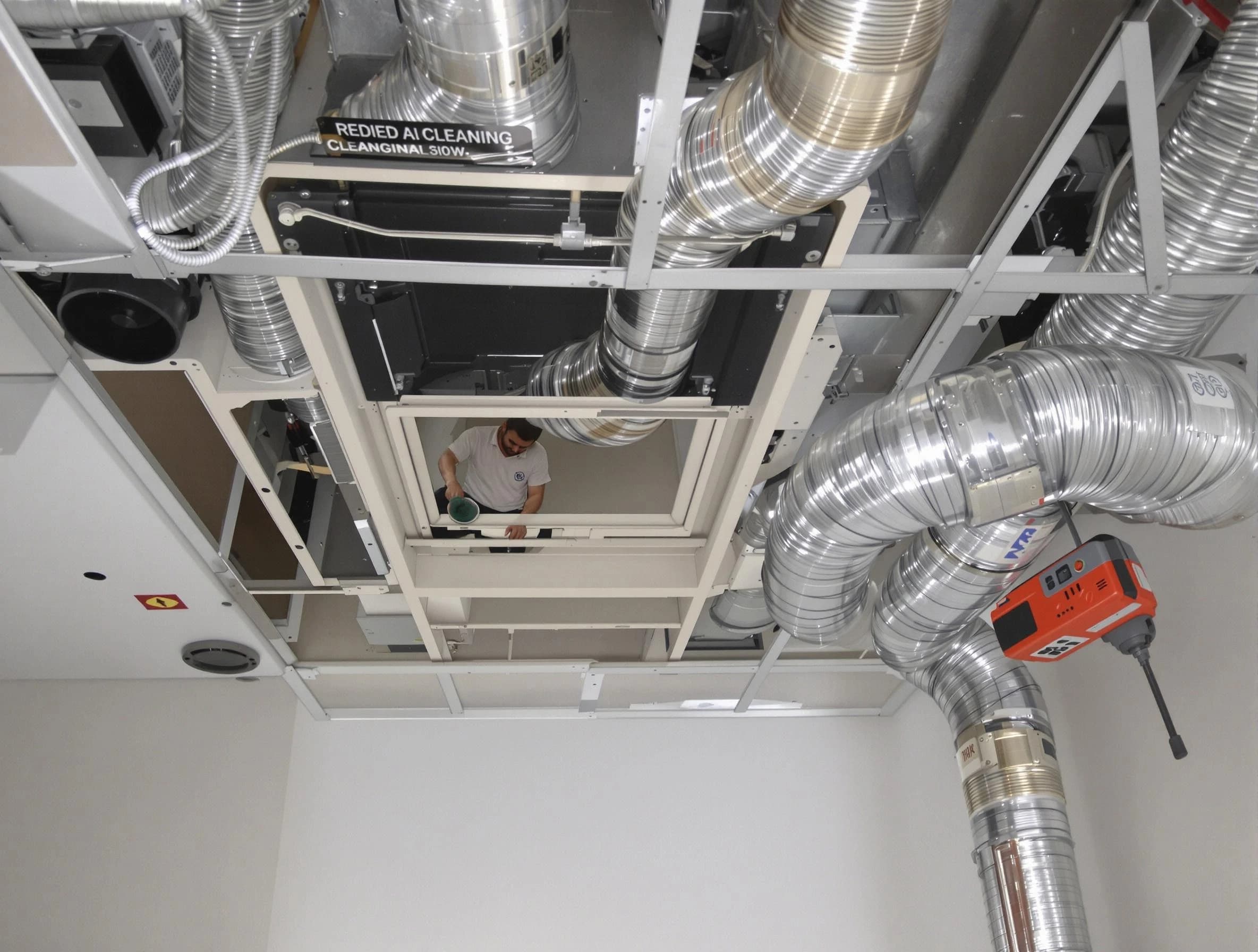 Norman Air Duct Cleaning technician performing detailed central duct system cleaning in Norman