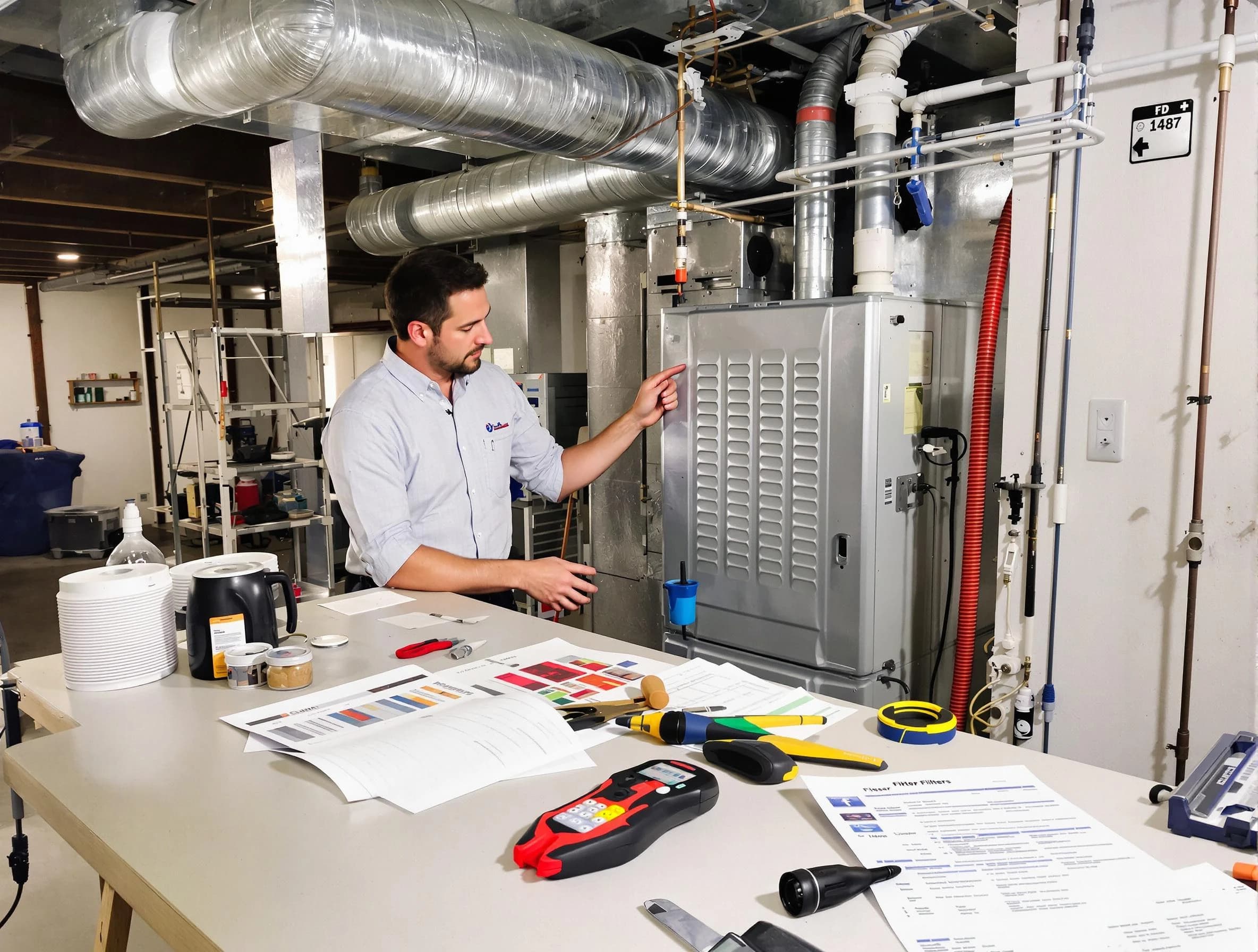 Norman Air Duct Cleaning inspector conducting detailed filter system evaluation using professional diagnostic tools in Norman