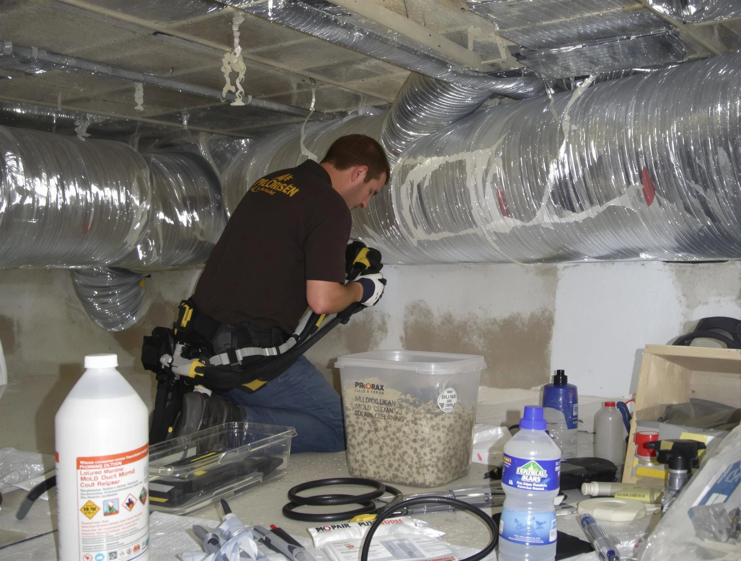 Norman Air Duct Cleaning specialist performing professional mold removal from air ducts in Norman
