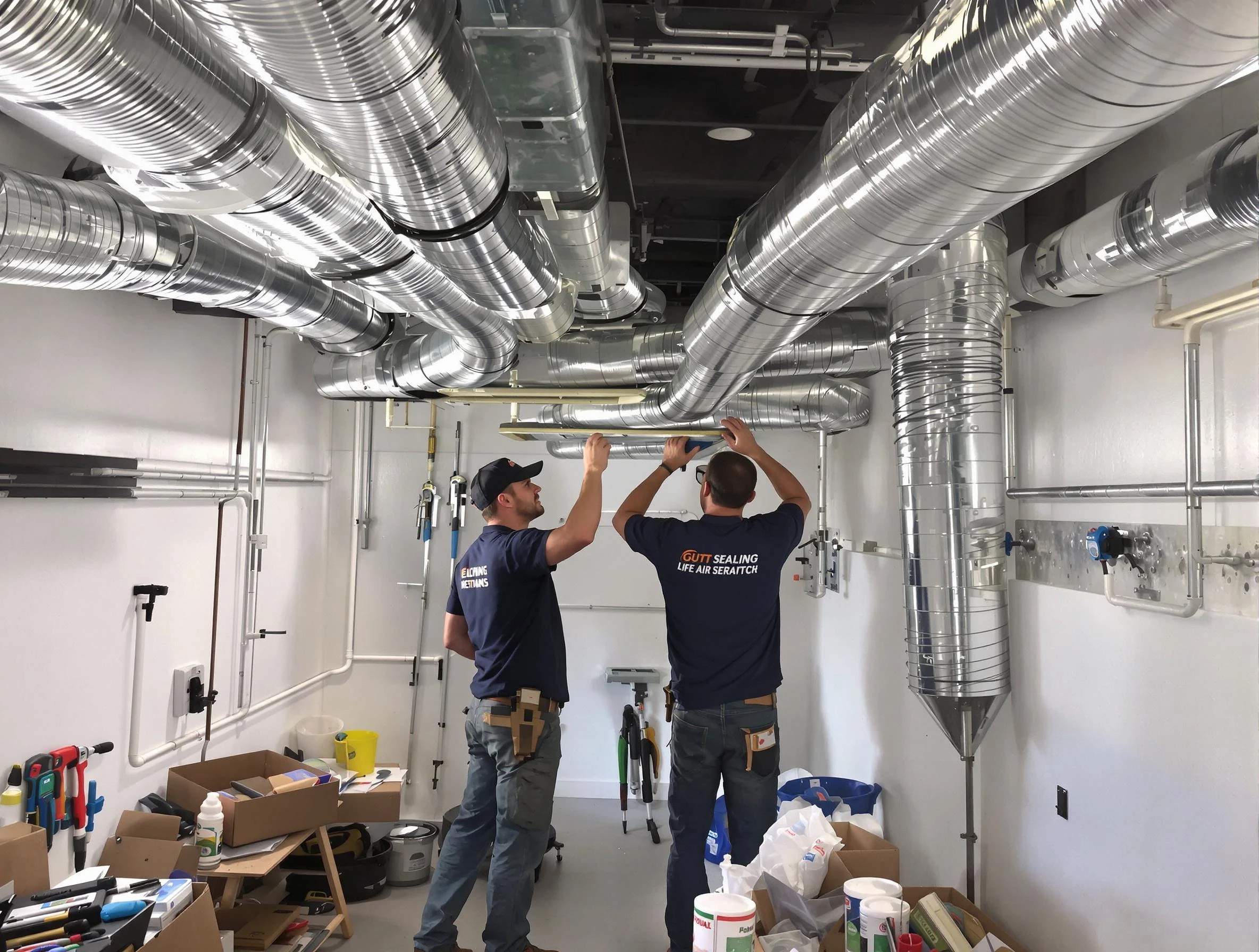 Norman Air Duct Cleaning technician applying professional duct sealing solutions in Norman